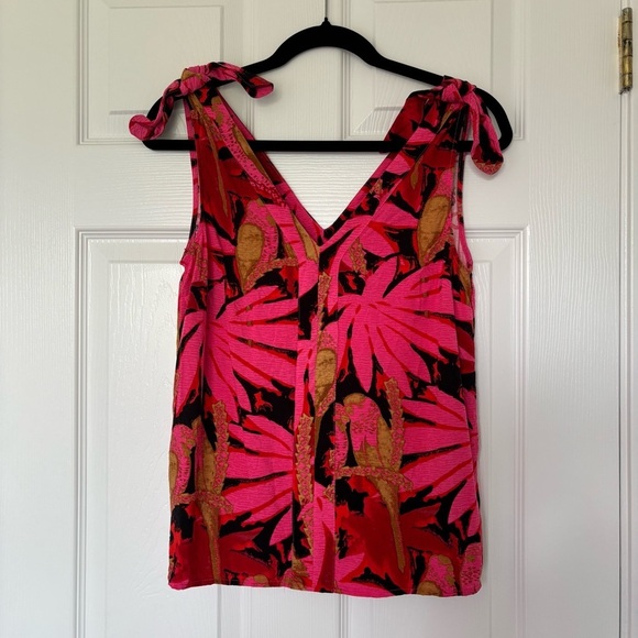 J. Crew Patterned Tank With Tie Details Size Extra Small - Picture 1 of 5